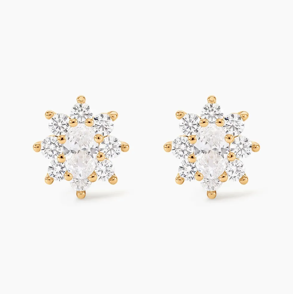 Boucles D'oreilles Puces Lisea Plaqué Or Oxydes De Zirconium