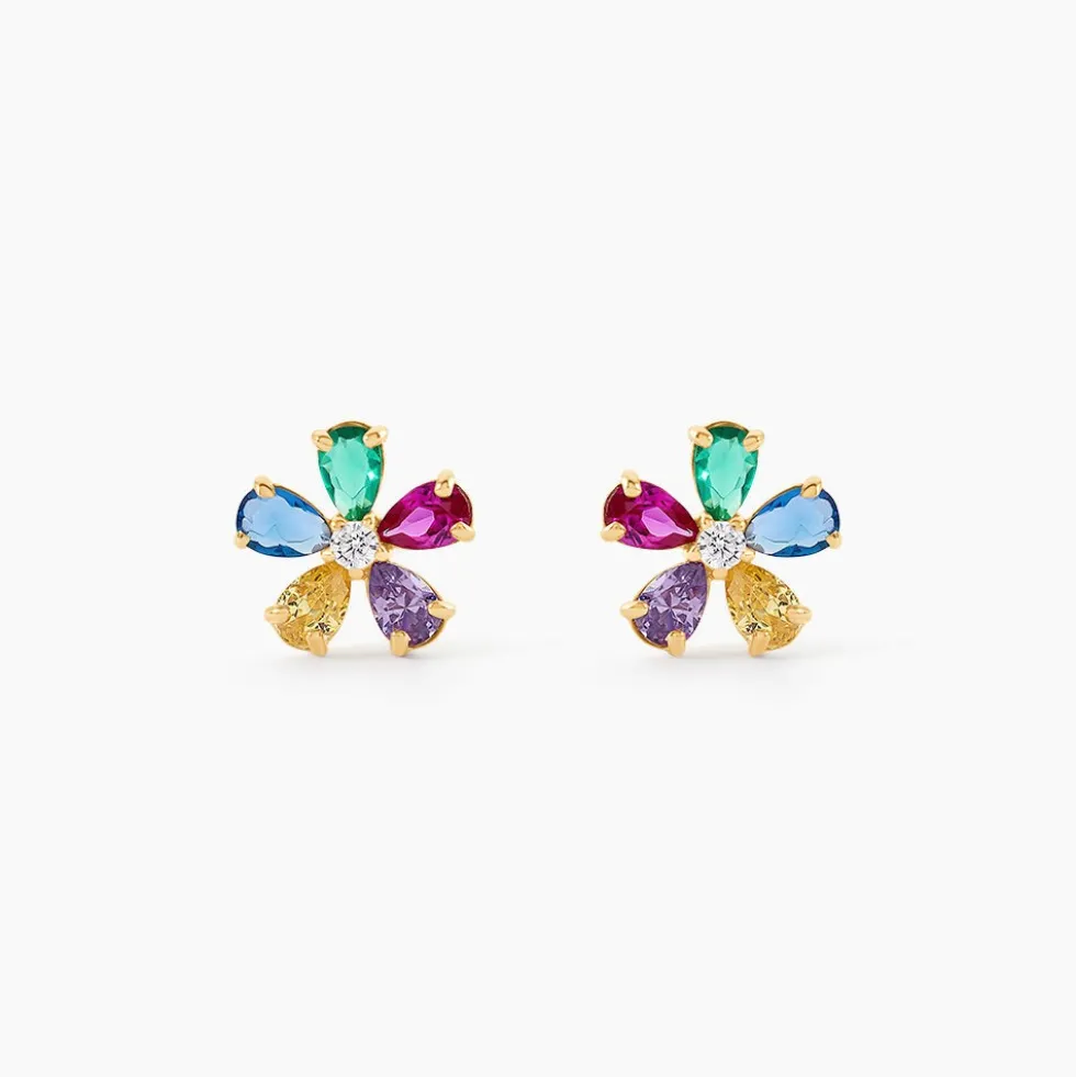 Boucles D'Oreilles Puces Linnet Or Jaune Oxyde De Zirconium
