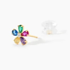 Boucles D'Oreilles Puces Linnet Or Jaune Oxyde De Zirconium