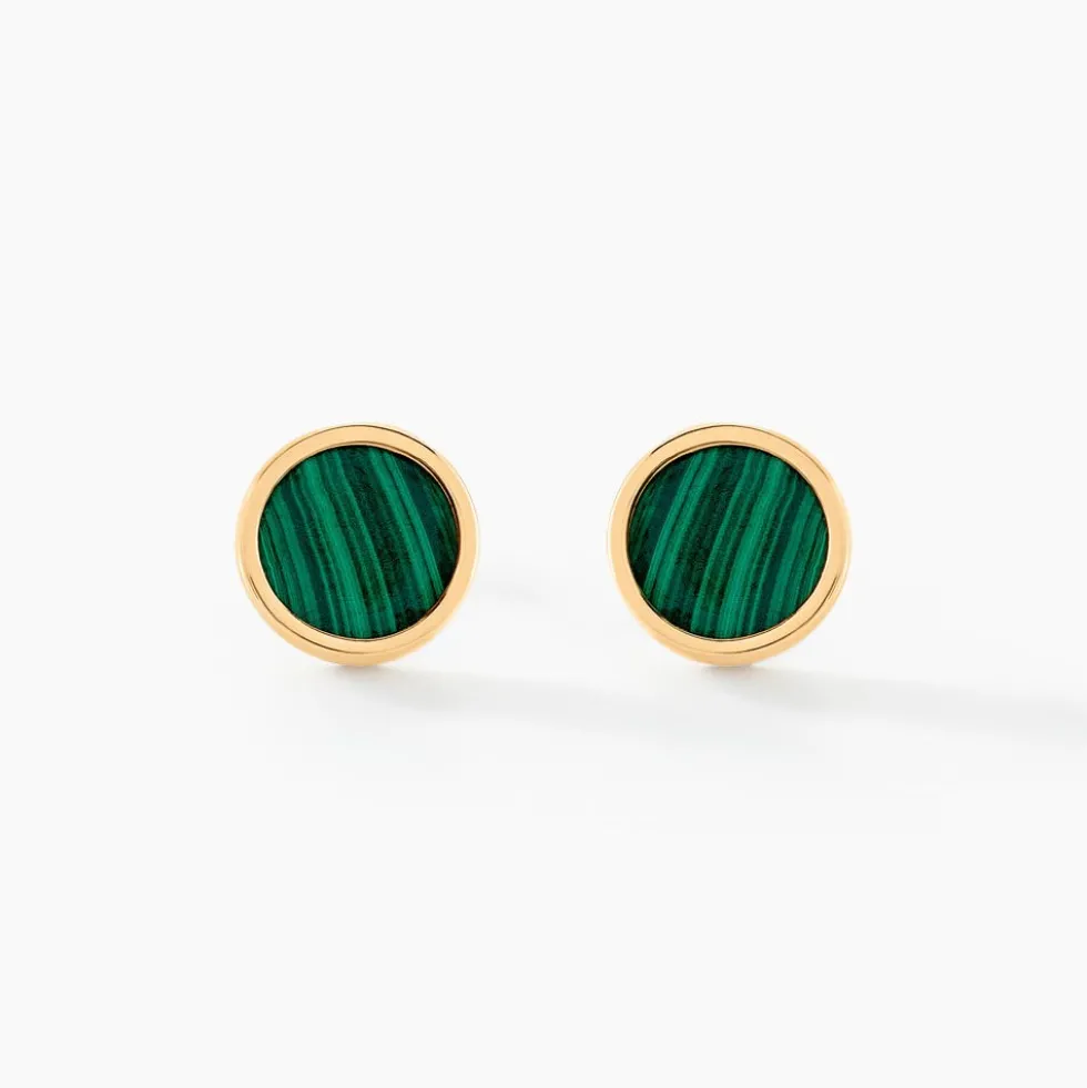 Boucles D'oreilles Puces Lucky Gems Or Jaune Malachite