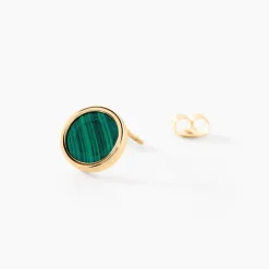 Boucles D'oreilles Puces Lucky Gems Or Jaune Malachite