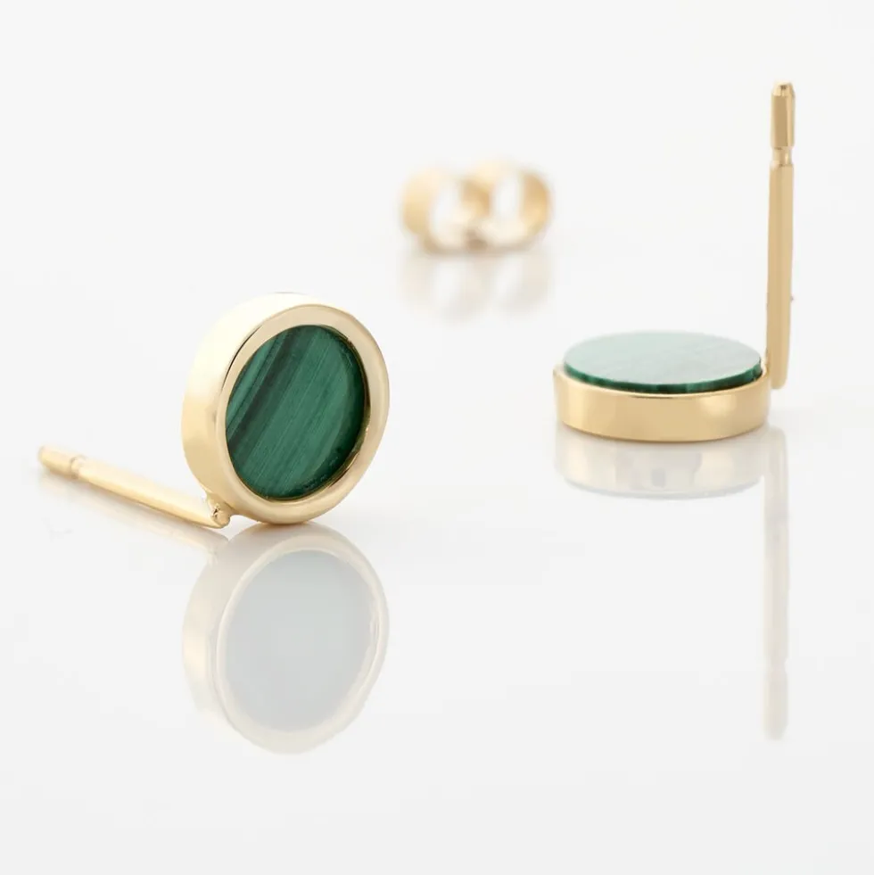Boucles D'oreilles Puces Lucky Gems Or Jaune Malachite