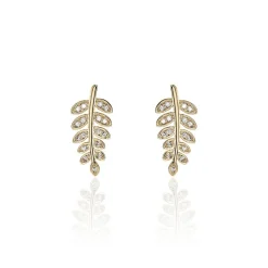 Boucles D'oreilles Puces Luz Plaqué Or Jaune Oxyde De Zirconium