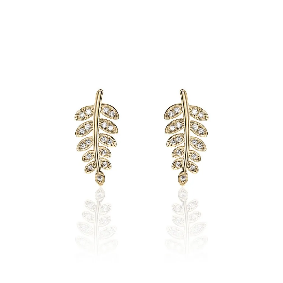 Boucles D'oreilles Puces Luz Plaqué Or Jaune Oxyde De Zirconium