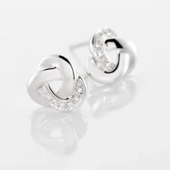 Boucles D'oreilles Puces Mastrona Or Blanc Diamant