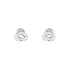 Boucles D'oreilles Puces Mastrona Or Blanc Diamant