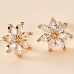 Boucles D'oreilles Puces Mia Plaqué Or Doré Oxyde De Zirconium