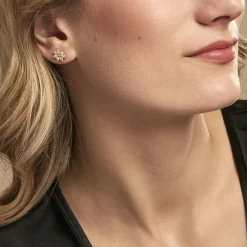 Boucles D'oreilles Puces Mia Plaqué Or Doré Oxyde De Zirconium