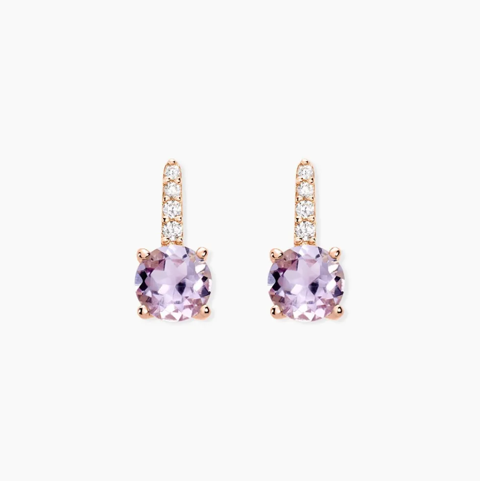 Boucles D'oreilles Puces Monroe Or Rose Quartz Oxyde De Zirconium