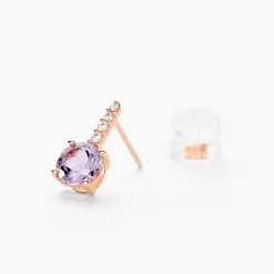 Boucles D'oreilles Puces Monroe Or Rose Quartz Oxyde De Zirconium
