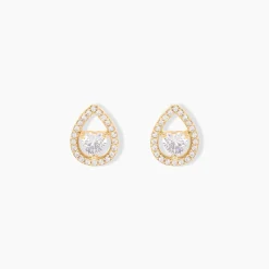 Boucles D'oreilles Puces Norig Plaqué Or Jaune Oxyde De Zirconium