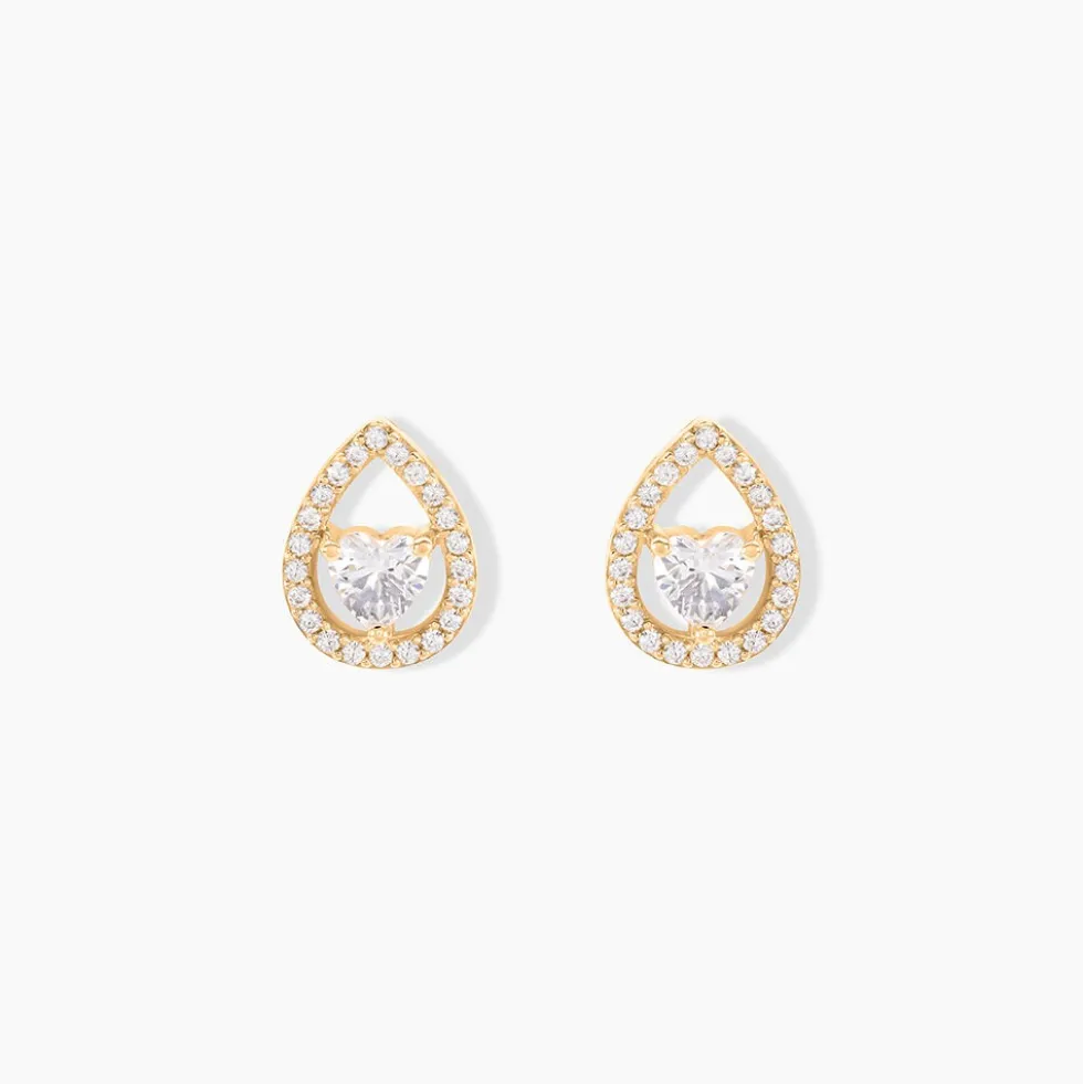 Boucles D'oreilles Puces Norig Plaqué Or Jaune Oxyde De Zirconium