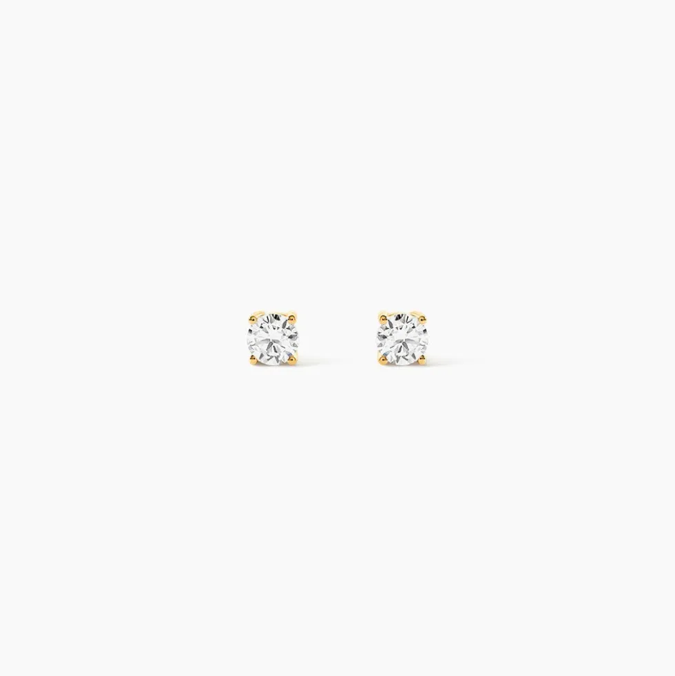 Boucles D'oreilles Puces One Or Jaune Diamants