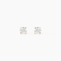 Boucles D'oreilles Puces Or Jaune Diamants Synthetique