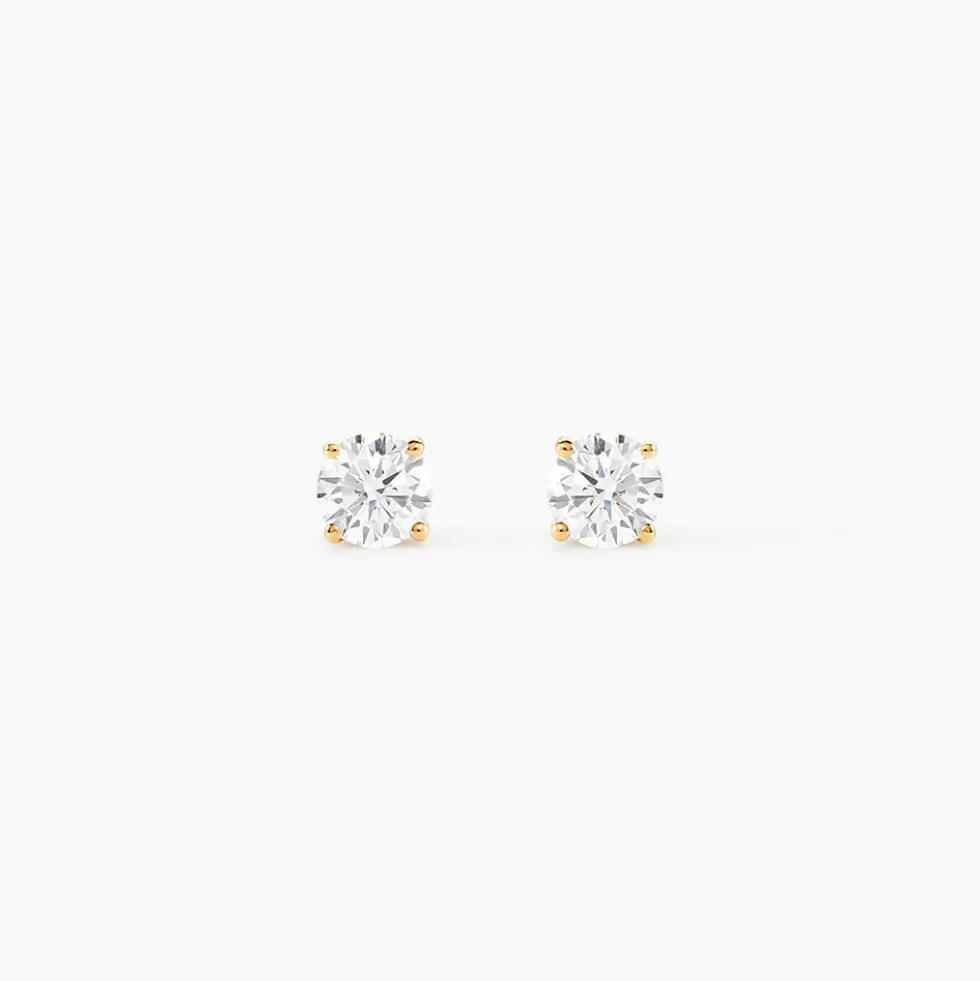 Boucles D'oreilles Puces Or Jaune Diamants Synthetique