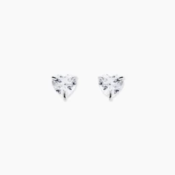 Boucles D'oreilles Puces Or Blanc Salona Oxyde De Zirconium