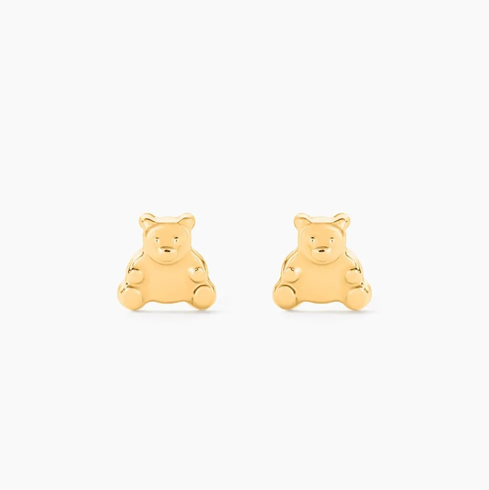Boucles D'oreilles Puces Ours Or Or Jaune
