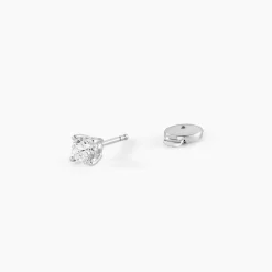 Boucles D'oreilles Puces One Or Blanc Diamants