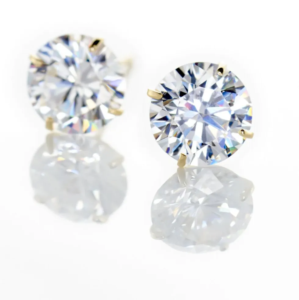 Boucles D'oreilles Puces Or Jaune Katherina Oxyde De Zirconium