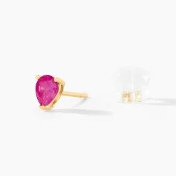 Boucles D'oreilles Puces Or Jaune Pluie D'Eclat Rubis