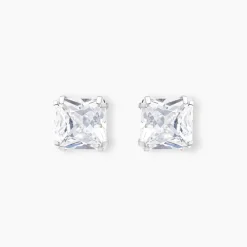 Boucles D'oreilles Puces Or Blanc Doreen Oxydes De Zirconium