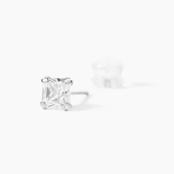 Boucles D'oreilles Puces Or Blanc Doreen Oxydes De Zirconium