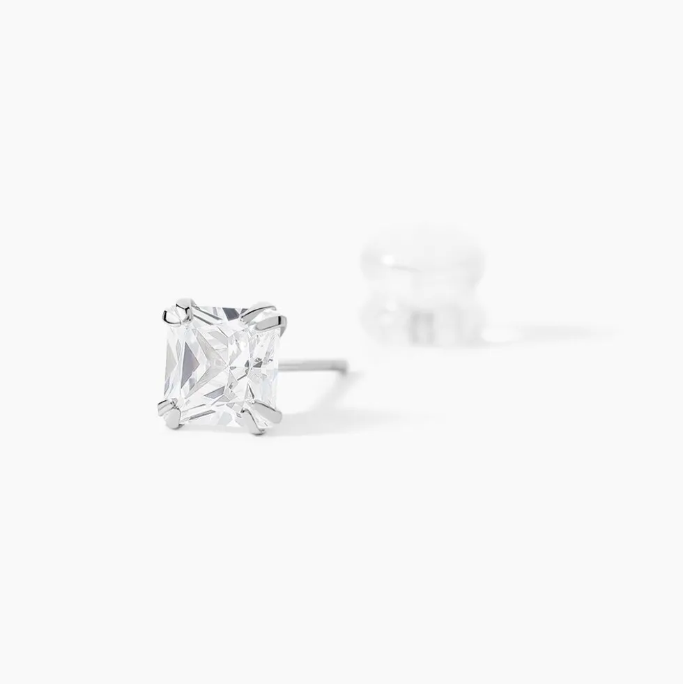 Boucles D'oreilles Puces Or Blanc Doreen Oxydes De Zirconium