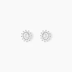 Boucles D'oreilles Puces Oliviane Argent Blanc Oxyde De Zirconium