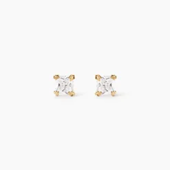 Boucles D'oreilles Puces Or Jaune Doreen Oxydes De Zirconium