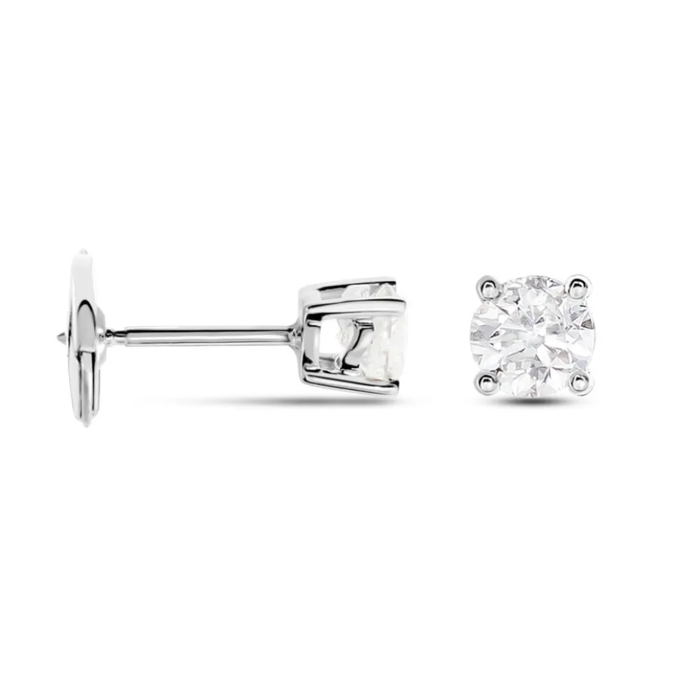 Boucles D'oreilles Puces Or Blanc Victoria Diamants