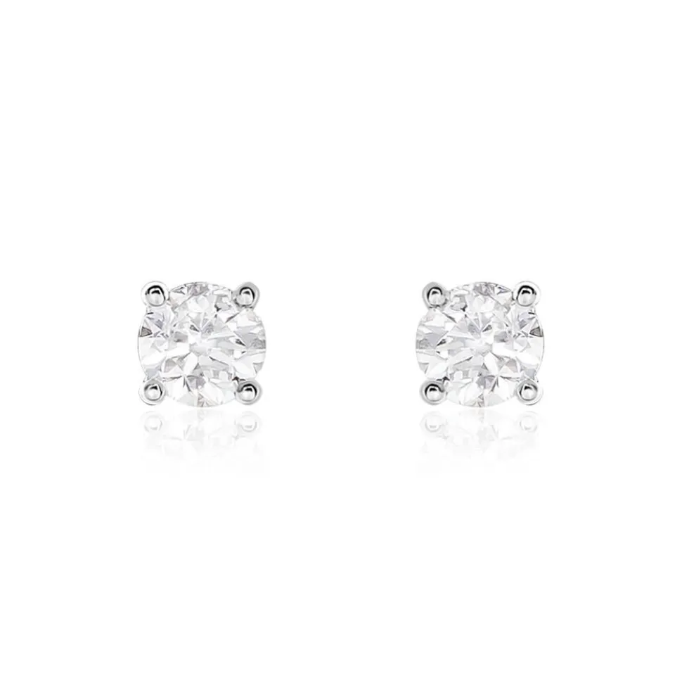 Boucles D'oreilles Puces Or Blanc Victoria Diamants