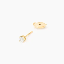 Boucles D'oreilles Puces One Or Jaune Diamants