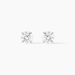 Boucles D'oreilles Puces Or Blanc Katherina Oxyde De Zirconium