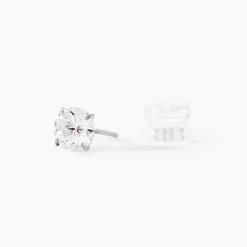 Boucles D'oreilles Puces Or Blanc Katherina Oxyde De Zirconium