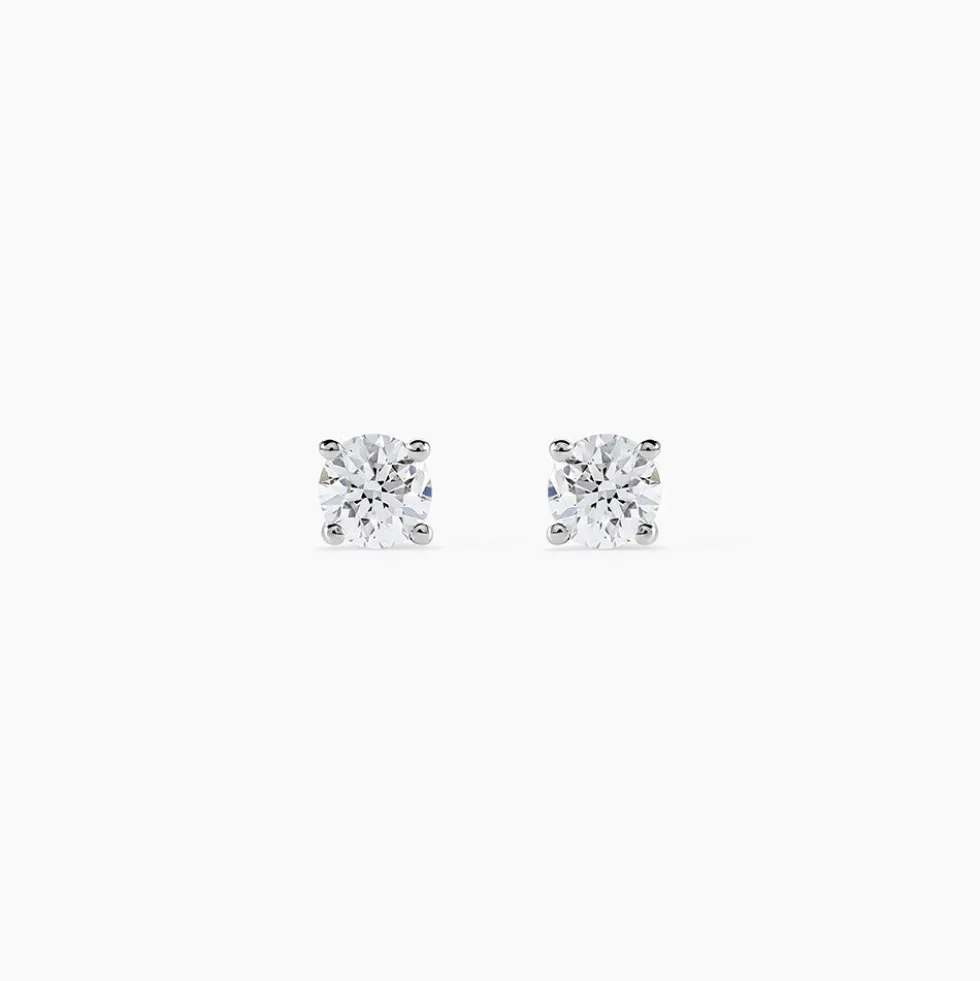 Boucles D'oreilles Puces One Or Blanc Diamants