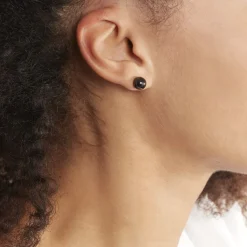 Boucles D'oreilles Puces Orbe Argent Blanc Céramique