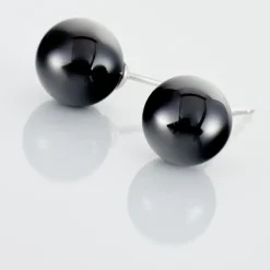 Boucles D'oreilles Puces Orbe Argent Blanc Céramique