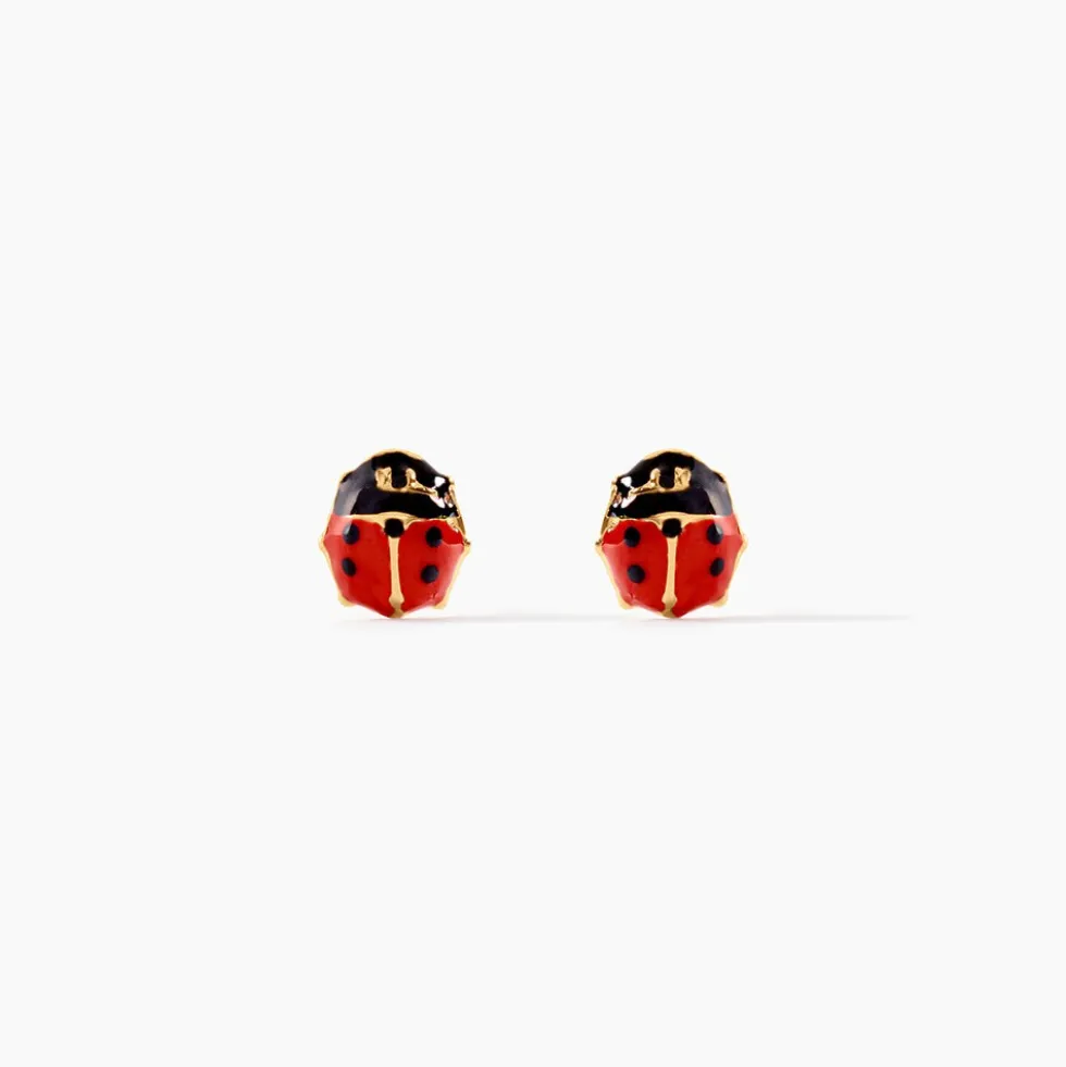 Boucles D'oreilles Puces Or Jaune Helidie Email