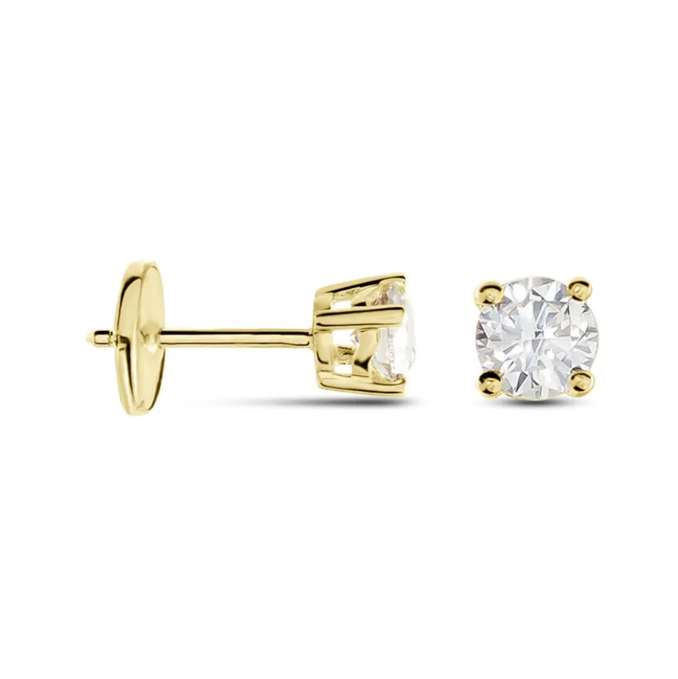Boucles D'oreilles Puces Or Jaune Victoria Diamants