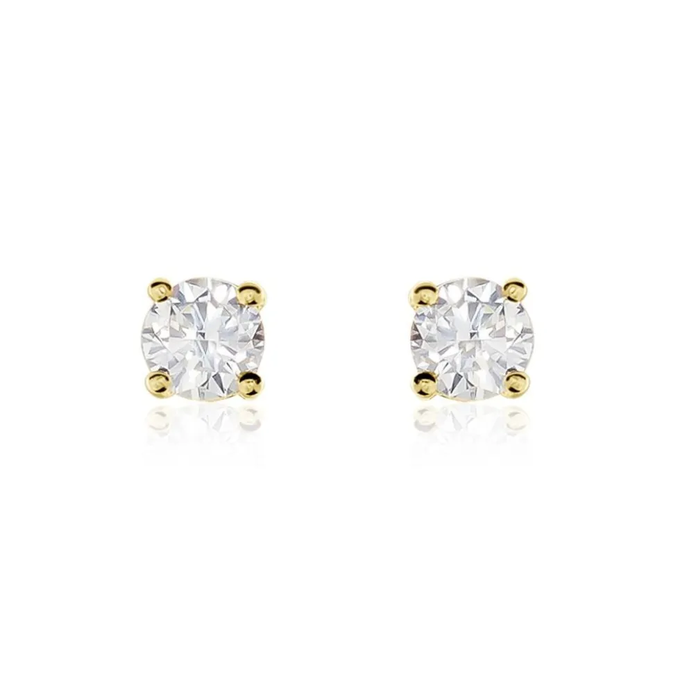Boucles D'oreilles Puces Or Jaune Victoria Diamants