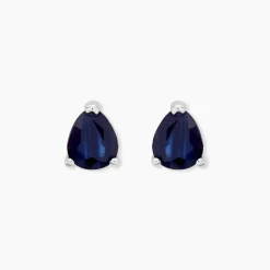 Boucles D'oreilles Puces Or Blanc Pluie D'Eclat Saphir