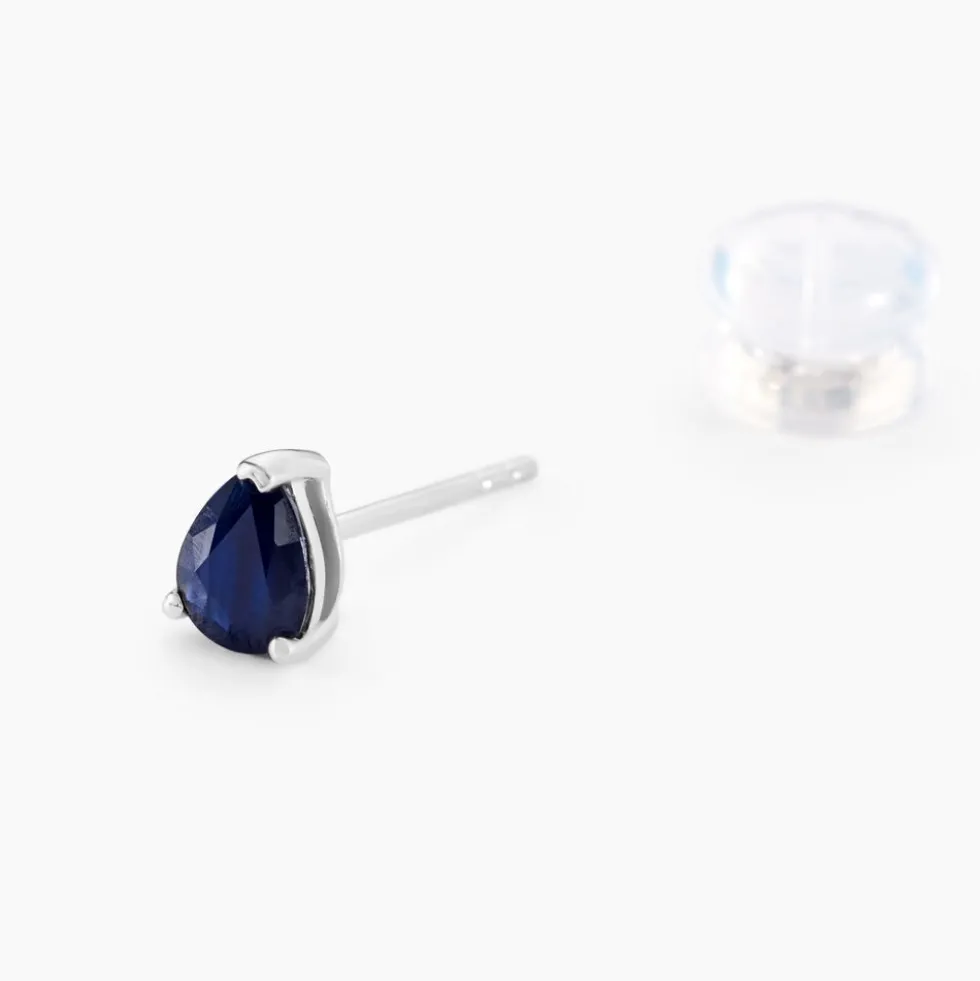 Boucles D'oreilles Puces Or Blanc Pluie D'Eclat Saphir