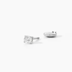 Boucles D'oreilles Puces One Or Jaune Diamants