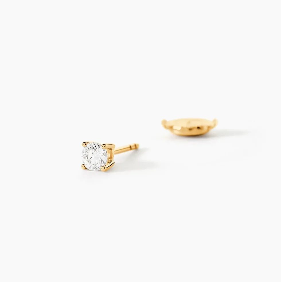 Boucles D'oreilles Puces One Or Jaune Diamants