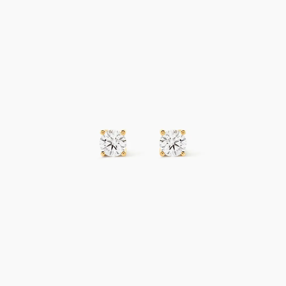Boucles D'oreilles Puces One Or Jaune Diamants