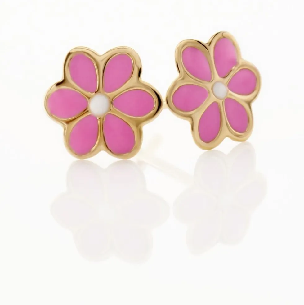 Boucles D'oreilles Puces Or Jaune Talia Email