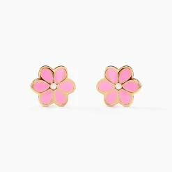 Boucles D'oreilles Puces Or Jaune Talia Email