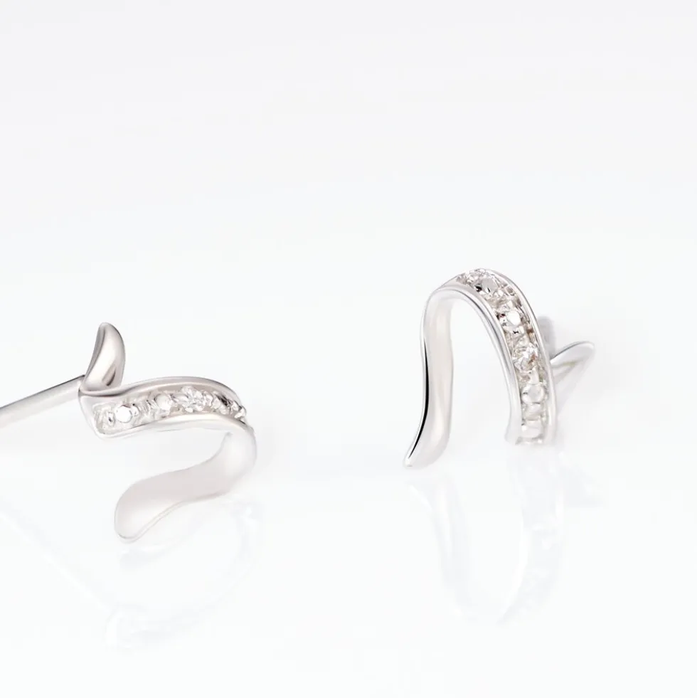 Boucles D'oreilles Puces Ouassima Or Blanc Diamant