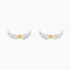 Boucles D'Oreilles Puces Or Jaune et Argent Blanc