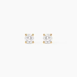 Boucles D'oreilles Puces One Or Jaune Diamants